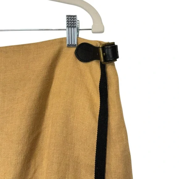 Lauren Ralph Lauren Tan Linen Blend Buckle Wrap Skirt Size 14 Womens - Picture 3 of 7